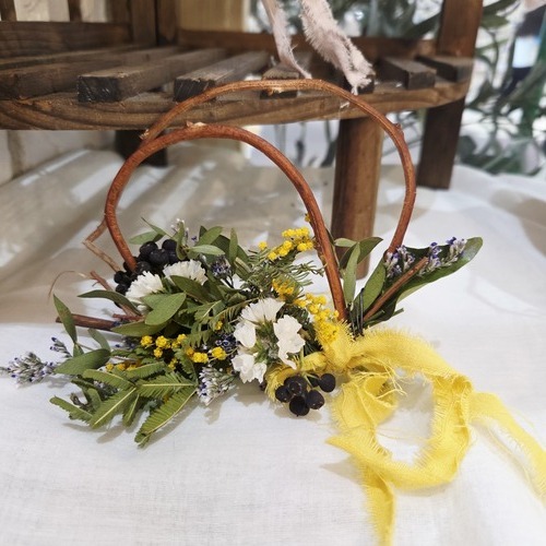 ミモザのミニリースプレゼント！春を彩るフラワーアレンジ